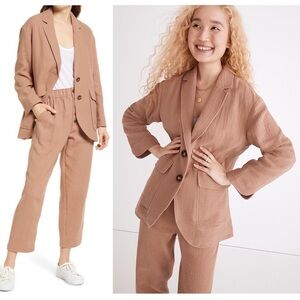 NWT MADEWELL Cotton/Linen Relaxed Fit Slouchy Textured Casual Boyfriend Blazer M